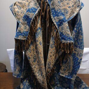 Alluba Paisley Hooded Jacket - Blue and Brown